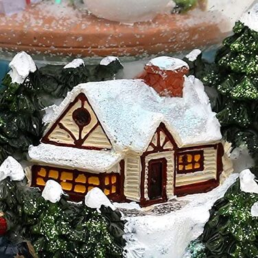 Снігова куля Dekohelden24 з ялинкою та сніговиками, зі сніговим вихором, музикою і підсвіткою, 15×14 см, Ø 10 см
