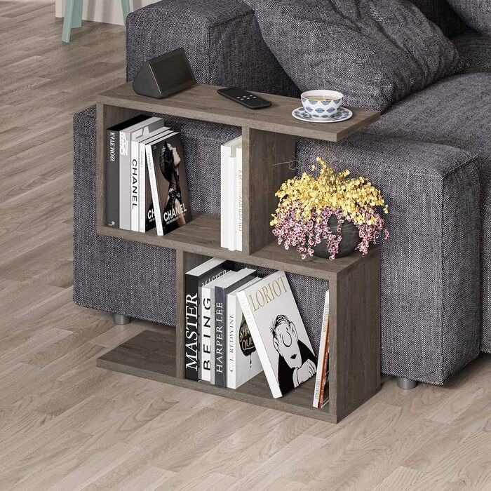 Стіл-підставка Homemania Hocus Picus з дерева, 2 рівні, темна кава, 60x60x20 см – столик для вітальні, органайзер, офіс