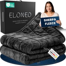 Обважнююча ковдра ELONEO Sherpa Fleece 135x200 см, 7 кг, антистрес-ковдра для сну, сертифікат Oeko-Tex, чорна
