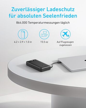 Powerbank Anker 20000mAh з USB-C кабелем, 87W, 1 USB-C + 1 USB-A, для MacBook, iPhone, Samsung, Switch