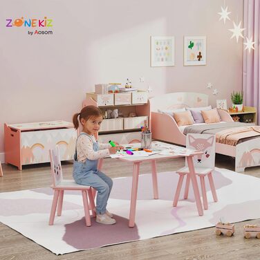 Дитячий стіл ZONEKIZ з 2 стільцями (рожевий), комплект меблів для дитячої кімнати, 3-8 років