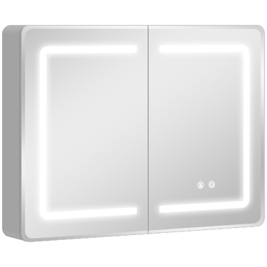 Дзеркальна шафа у ванну кімнату з LED-підсвіткою, 60 x 80 см, з функцією антизапотівання та 3-рівневим диммуванням