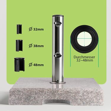 Стійка для парасольки Sunula Granit для балкона та саду, гранітна база 45x22.5 см (30 кг), під трубу 22-38 мм