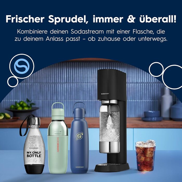Сифон для газування води SodaStream ENSO з пляшкою 1л та циліндром CO2, чорний