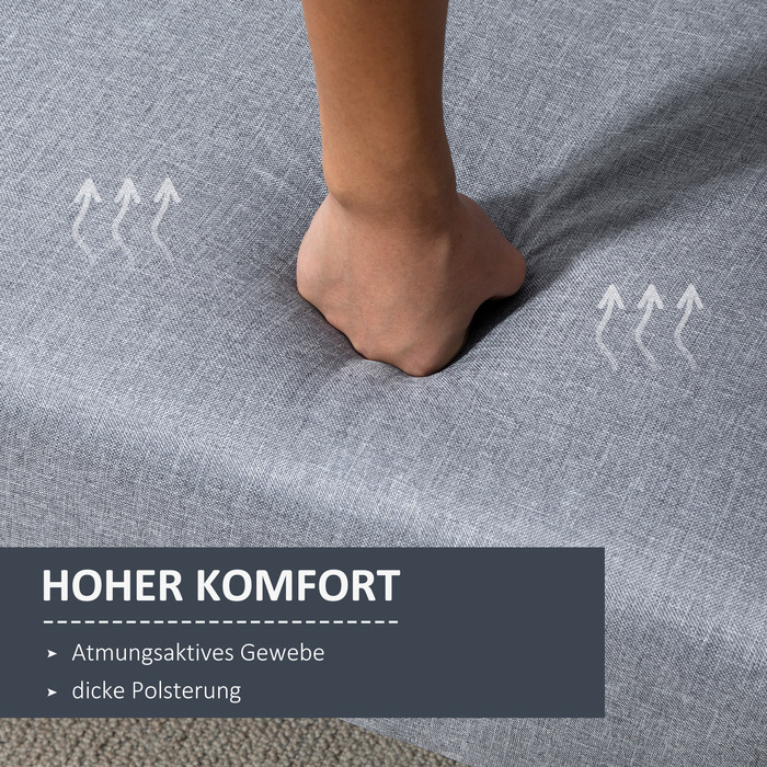 Диван-ліжко HOMCOM, 2-місний диван з функцією сну, регульована спинка, товстий м'який диван, підлокітник, диван-ліжко з дерев'яними ніжками для вітальні, гостьова кімната, 173 x 75 x 73 см, сірий