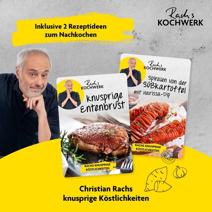 Аерофритюрниця Rachs KOCHWERK Vario-Doppelkammer з подвійною камерою на 9-12 л, 2700 Вт, сенсорне керування, 8 програм, Smart-Cook, чорна