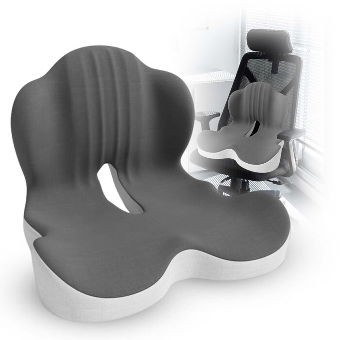 Подушка для сидіння з піни Memory Foam для попереку, куприка та сідниць: зняття тиску, для офісного крісла, авто, інвалідного візка, дому та офісу