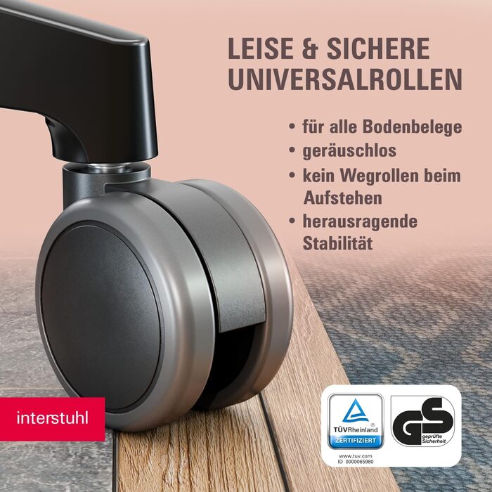 Ергономічне офісне крісло Interstuhl SMART Soft, синхромеханізм, 4D-підлокітники, підтримка попереку, чорне, Made in Germany