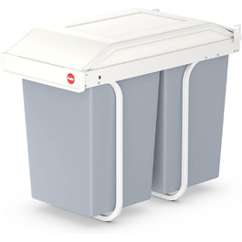 Вбудована система сортування сміття Hailo Multi-Box Duo L, два відра по 14 л, висувні контейнери, для кухні, кремово-біла