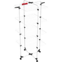 Сушарка для білизни Vileda Mixer 4, 4-рівнева, сталева, на колесах, для 4 завантажень, біла, екологічна упаковка