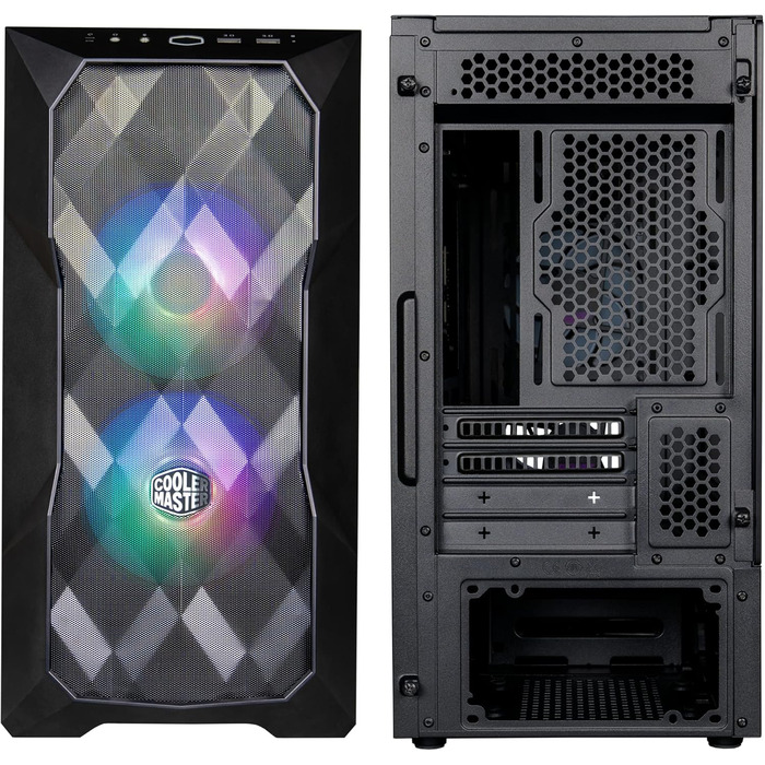 Корпус для ПК Cooler Master TD300 Mesh Mini-Tower для Micro-ATX та Mini-ITX, ігровий корпус з високим повітряним потоком, 2 ARGB вентилятори 120 мм, бічна панель із загартованого скла, знімна кришка, ARGB/PWM-хаб