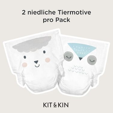Преміум підгузки для новонароджених Kit & Kin розмір 1 (2-5 кг), гіпоалергенні та веганські, 152 шт.