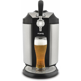 H.Koenig Bierzapfanlage - професійна система для розливу пива з нержавіючої сталі, сумісна з 5л кегами, з інтегрованим охолодженням 2-12°C, LED-дисплей (BW1890)