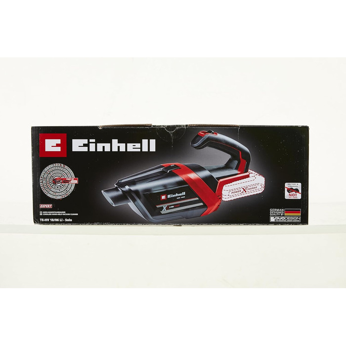 Акумуляторний ручний пилосос Einhell TE-HV 18/06 Li-Solo Power X-Change 18В, 72 мбар, насадки для щілин, меблів та підлоги, контейнер 0,6 л, без акумулятора і зарядного, нова модель