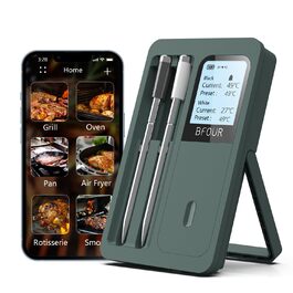 Бездротовий термометр для м'яса з Bluetooth, 2 зонди, LCD-дисплей, керування через додаток, для гриля, барбекю, коптильні, духовки, кухні, BF-40