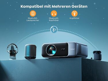 Проектор для домашнього кінотеатру YABER Full HD 1080p (підтримка 4K), автофокус, корекція трапеції, WiFi 6, Bluetooth, портативний outdoor-проектор до 300 дюймів для смартфонів, Fire TV Stick та PS5