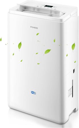 Електричний осушувач повітря FOHERE 20л/добу з Wi-Fi, для 135 м³ (50 м²), безперервний дренаж, сушка білизни, таймер, автоматичне вимкнення