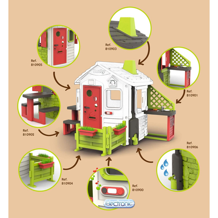 Дитячий будиночок Smoby Life Jura Lodge (115x123x132 см) з переробленого пластику - вуличний будиночок для дітей з годівницею для птахів, для саду та тераси, від 2 років