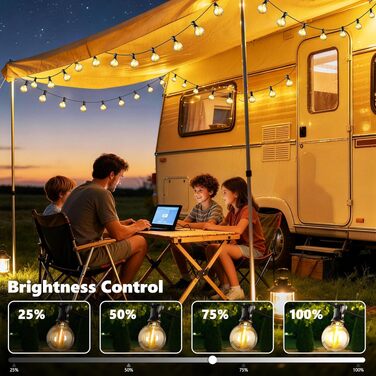 LED гірлянда вулична Joomer 20м, 28 LED G40, тепла біла, з пультом ДК, 3 режими, вологостійка для саду та вечірок