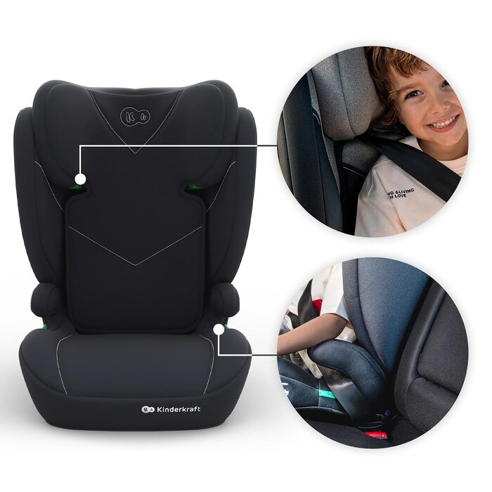 Дитяче автокрісло Kinderkraft I-SPARK 2 PRO (100-150 см), 2в1, стандарт i-Size, чорне