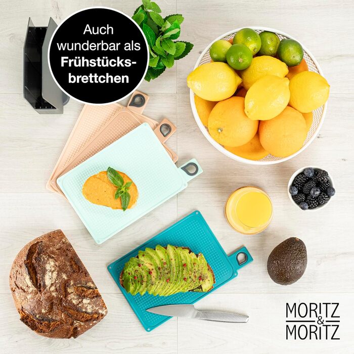 Набір з 3 кухонних обробних дощок Moritz & Moritz, пластик, 32x22 см, зі стійкою, великі, для кухні, підходять для посудомийної машини, гігієнічні