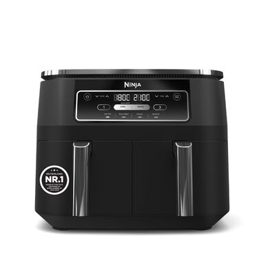 Аерофритюрниця Ninja Foodi Dual Zone AF200EU з двома чашами, 7.6 л, 4-в-1: без олії, Max Crisp, запікання, розігрів, антипригарне покриття, чорна