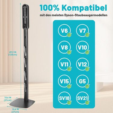 Тримач для пилососа Dyson Gen5 V16 V15 V12 V11 V10 V8 V7 V6: підлогова станція для зарядки та зберігання без свердління
