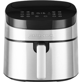 GASTROBACK Design Air Pro XXL аерофритюрниця 6,5 л, 8 програм, сенсорне управління, сріблясто-чорна