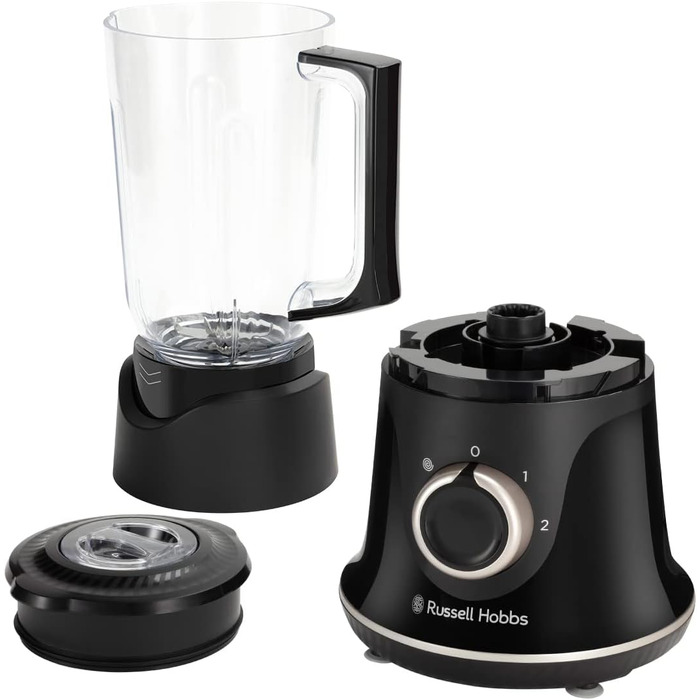 Стаціонарний блендер Russell Hobbs Smoothie Maker 27121-56, скляна чаша 1.5л, 850 Вт, 2 швидкості та імпульсний режим, Matte Charcoal