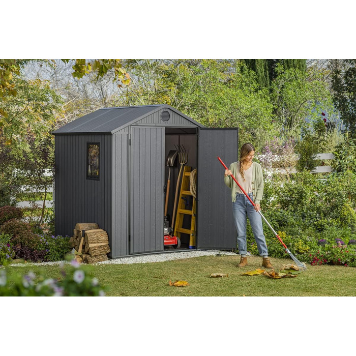 Садовий будиночок KETER Darwin 2,8 м² сірий (6x6) з Evotech пластику, з дверима та вентиляцією, 25x184x205 см
