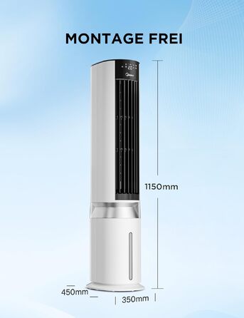 Мобільний випарний охолоджувач повітря Midea Sensicool 7л з сенсорним дисплеєм (білий)