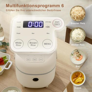 Рисварка електрична Bear Reiskocher 3.5 чашки (2л) з пароваркою, 350W, 6 програм для 2-4 осіб