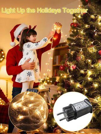 Світлодіодна гірлянда для вулиці 35м, 300 LED вогників для новорічної ялинки, теплий білий колір