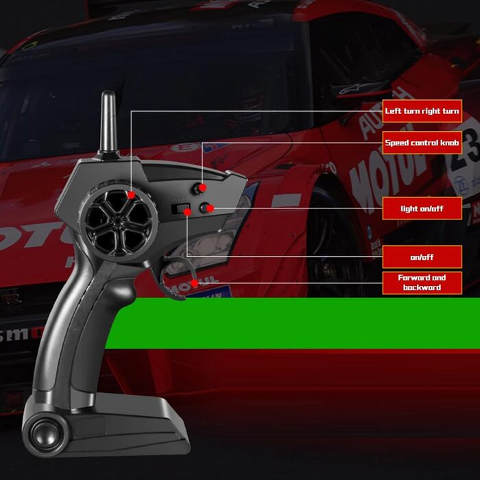 RC Автомобіль Goolsky 1/16 4WD Дрифт, 40 км/год, 2.4GHz, Регульована швидкість, Змінні шини для дрифту та гонок (Жовтий)
