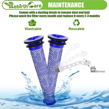 Комплект із 2 фільтрів Rebirthcare для пилососа Dyson V6 Animal Pro/Total Clean/Absolute/Slim/Motorhead/Trigger Plus, змінний моторний фільтр для Dyson V6