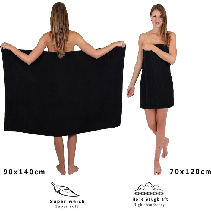 Набір рушників Betz Deluxe 8 шт, 100% бавовна, антрацит: 2 банних, 2 душових, 2 для рук, 2 для обличчя