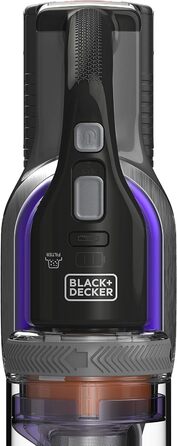 Акумуляторний пилосос BLACK+DECKER 4в1 для дому та тварин, 36В, 2.0А·год, без мішка, з електрощіткою для шерсті, 2в1 щілинна насадка, настінне кріплення, сріблясто-фіолетовий