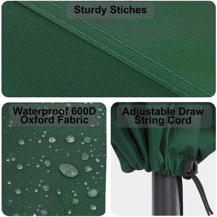 Чохол для парасольки/терраси, 153x30x30 см, водовідштовхувальний, міцний, 600D Oxford PVC, чорний (без блискавки)
