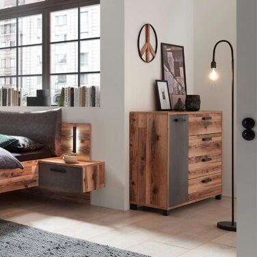 Комод Stella Trading DOVER для спальні, альпійський стиль, бетон, 125x96x38 см – сучасна тумба для зберігання