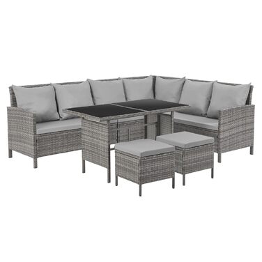 Садовий кутовий диван SVITA Madison Rattan-Lounge з ротангу сірого кольору для тераси та саду