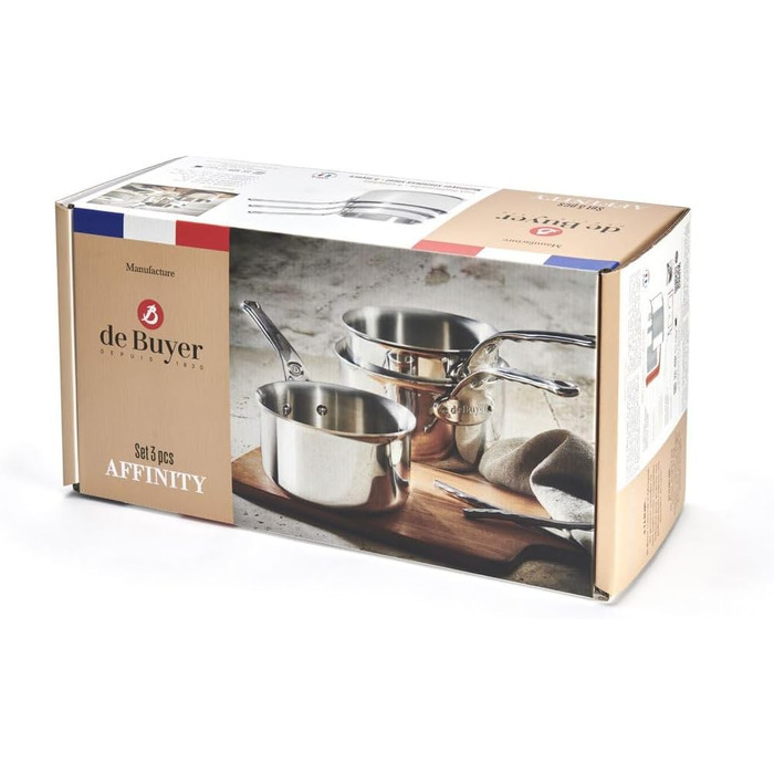 Набір каструль De Buyer Affinity 3 шт. з нержавіючої сталі 5-шарова, 16/18/20 см - 3706.01