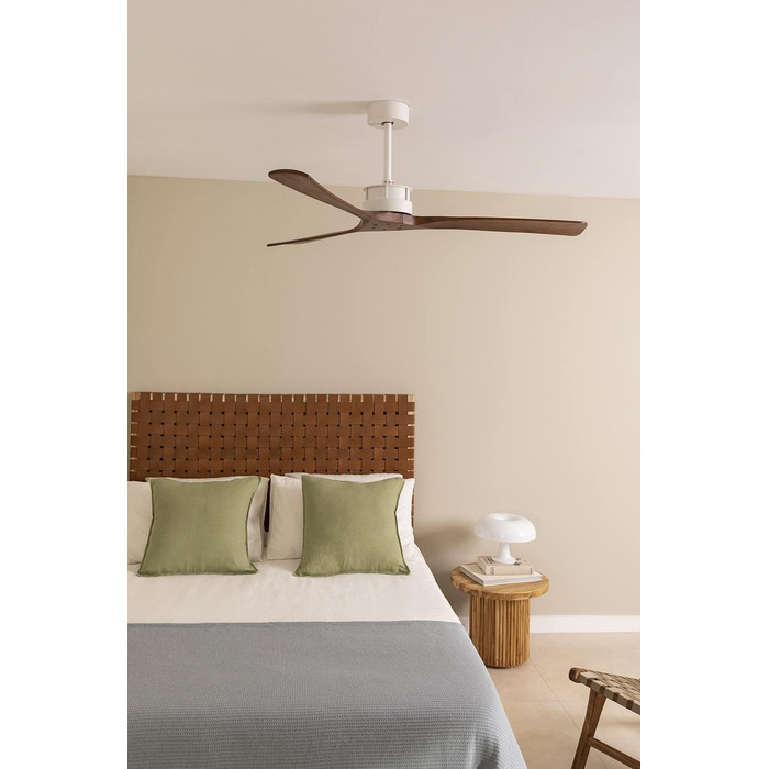 Вентилятор стельовий WINDLARGE XL з пультом, 152 см, 40W, DC-мотор, 6 швидкостей, Wi-Fi, білий/темне дерево