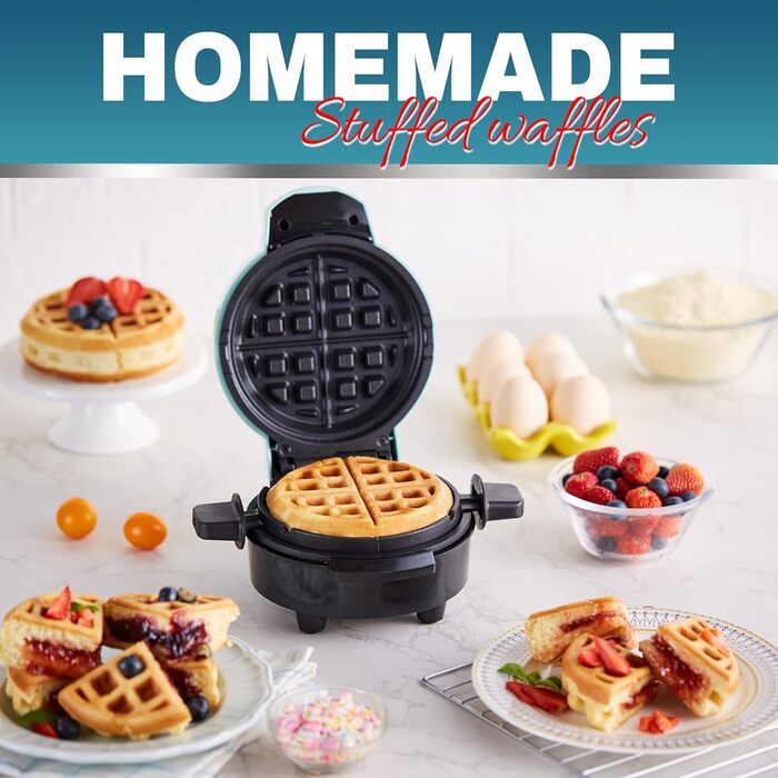 Вафельниця Elite Gourmet EWM380M з антипригарним покриттям, товсті вафлі 3,8 см, для кето, сніданків, сендвічів та яєць, легке очищення, м'ятна