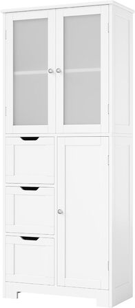 Високий шафа для ванної HOCSOK, 3 двері та 3 шухляди, білий, сучасний стиль, 143.2x60x30 см