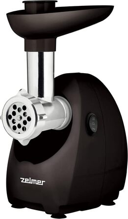 М'ясорубка електрична Zelmer ZMM4085B, 1900 Вт, продуктивність 2,5 кг/хв, двосторонній ніж, 3 решітки