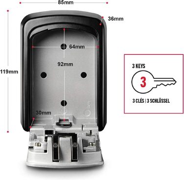 Кейс-сейф для ключів Master Lock Medium з настінним кріпленням для вулиці, металевий захисний бокс (11.9 x 8.5 x 3.6 см)