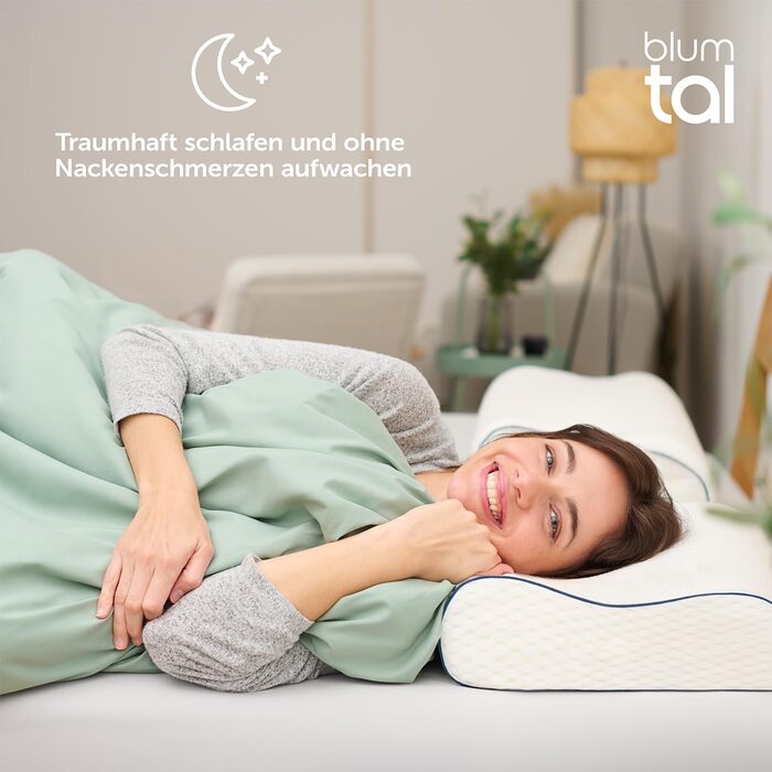 Ортопедична подушка Blumtal з підтримкою шиї - подушка з Memory Foam, сертифікат Oeko-TEX, для зняття болю в шиї, ергономічна подушка для тих, хто спить на боці, розмір 60x36x13 см