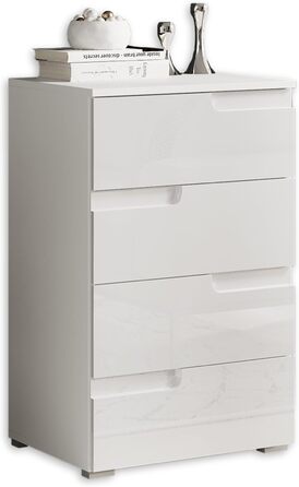 Комод Stella Trading SPICE, білий глянець, сучасний, 50x80x40 см, з великим місцем для зберігання, для вітальні