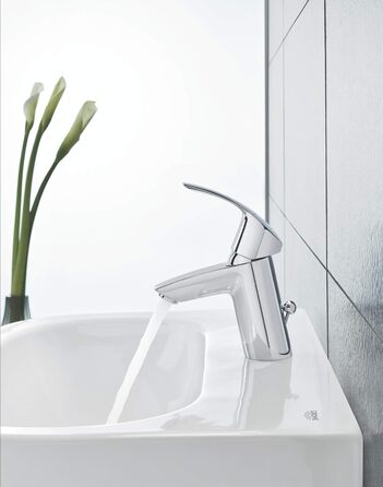 Змішувач для ванної кімнати Grohe Eurosmart, водозберігаючий, хром, з витяжною системою, 15 см, проста установка