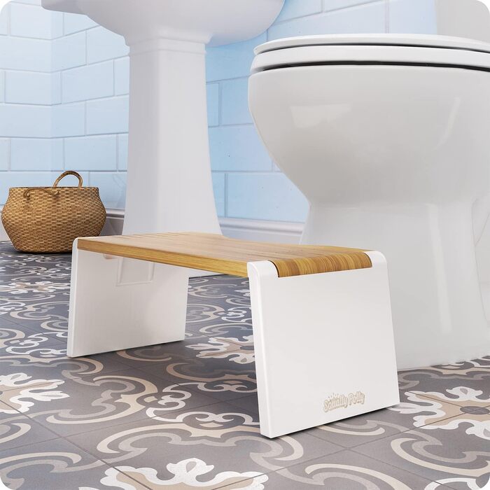 Підставка під ноги для унітазу Squatty Potty Stockholm Bambus, коричнево-біла, 7 дюймів, складана